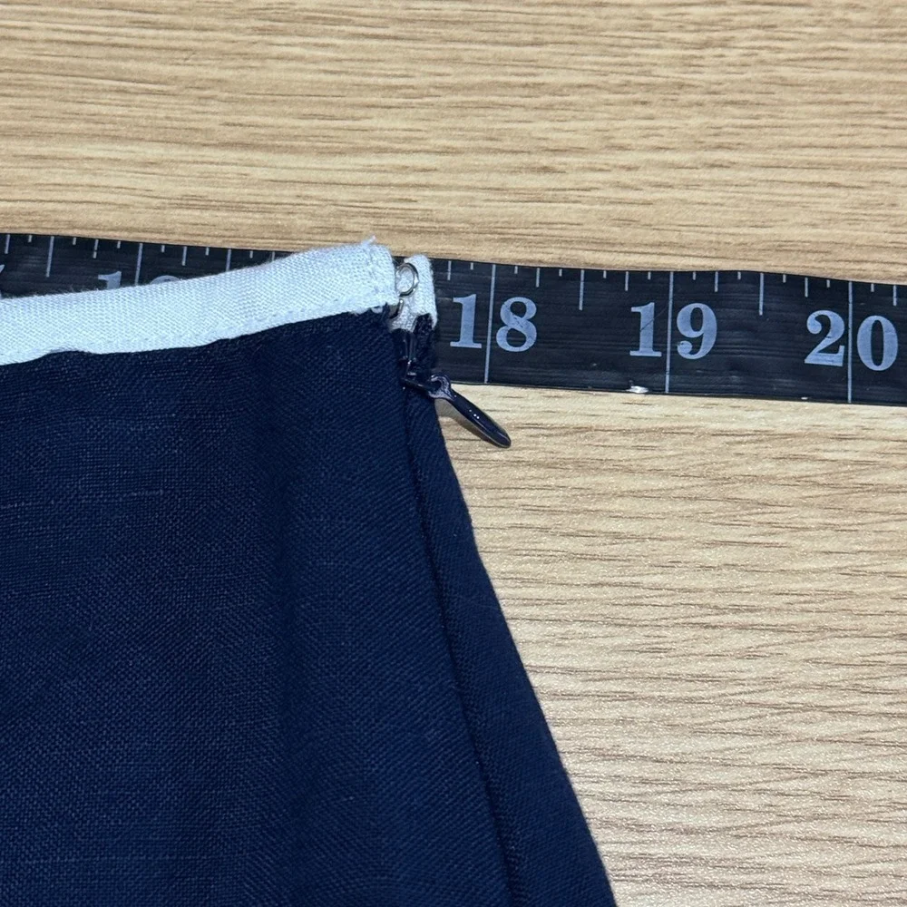 LOFT Navy Linen Blend Nautical Faux‎ Wrap Mini Skirt Womens sz 12 preppy Retro